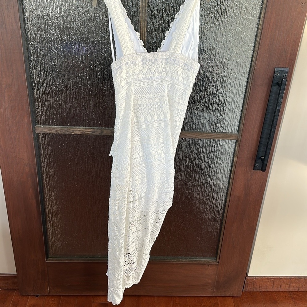 Just BEE Queen Tulum Ruched Crochet Midi Dress size Large - Picture 12 of 14